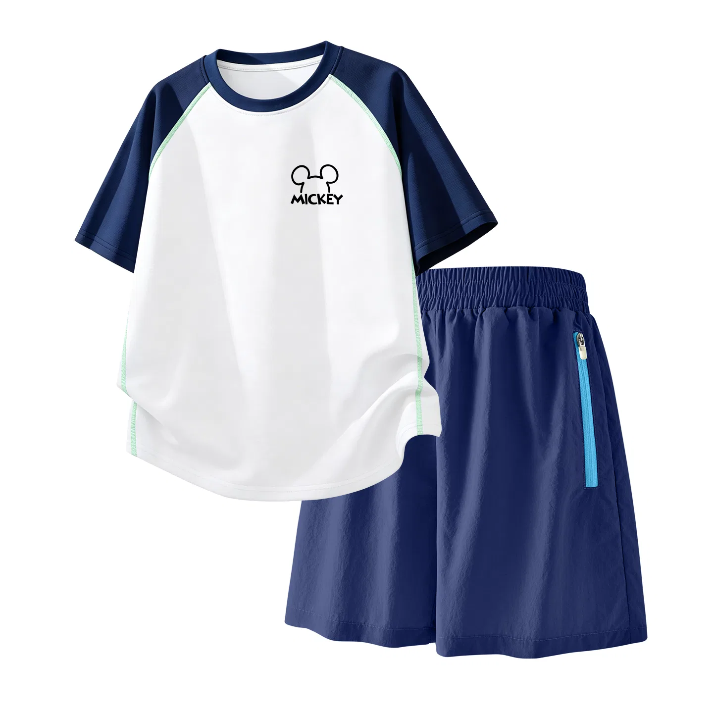 Детский спортивный костюм Casual Sportswear 2 Piece Set Disney, Thick Board Di Line K Gray Pink+Solid Color Mint Green — фото 3
