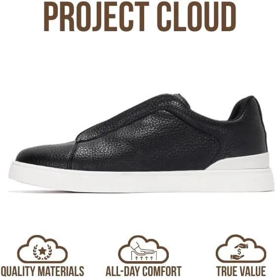 Мужские кроссовки Project Cloud с стелькой из настоящей кожи и памяти формы - легкие и противоскользящие кроссовки для мужчин, повседневные кроссовки без шнурков (Hudson), черный — фото 2