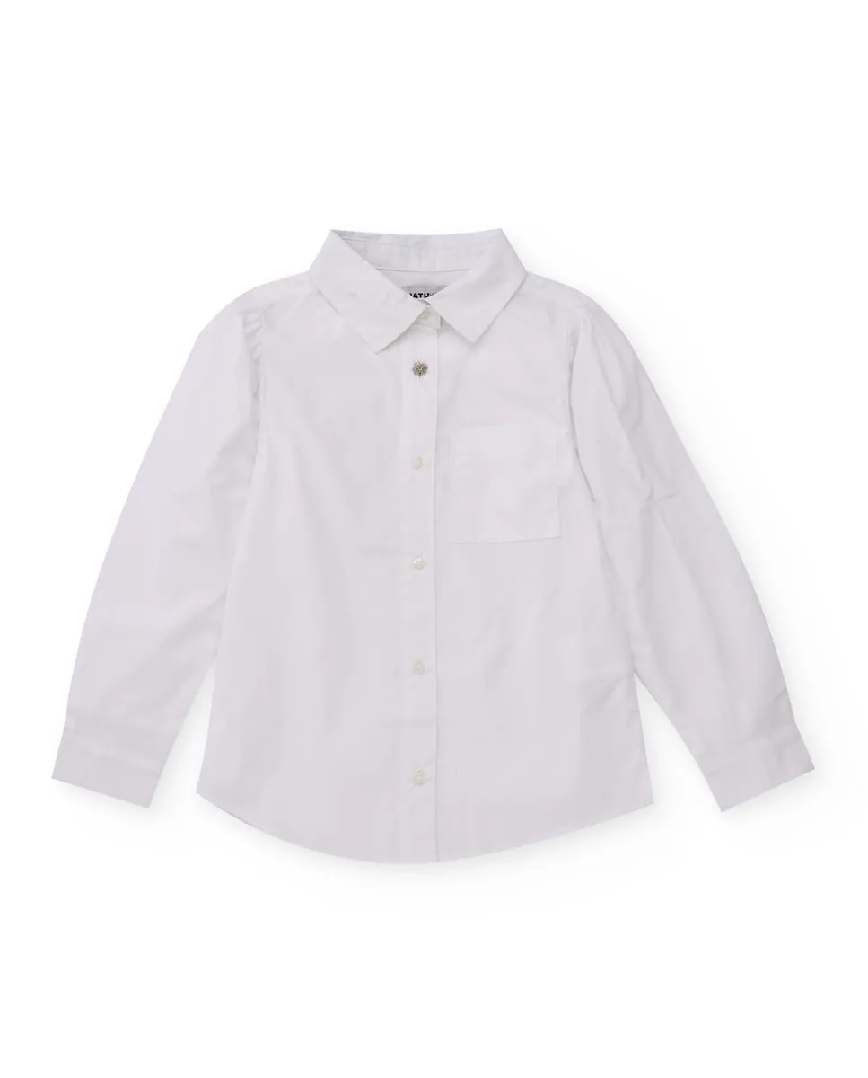 

Белая рубашка с длинным рукавом для мальчика с карманом и декоративной пуговицей Tuc tuc, белый