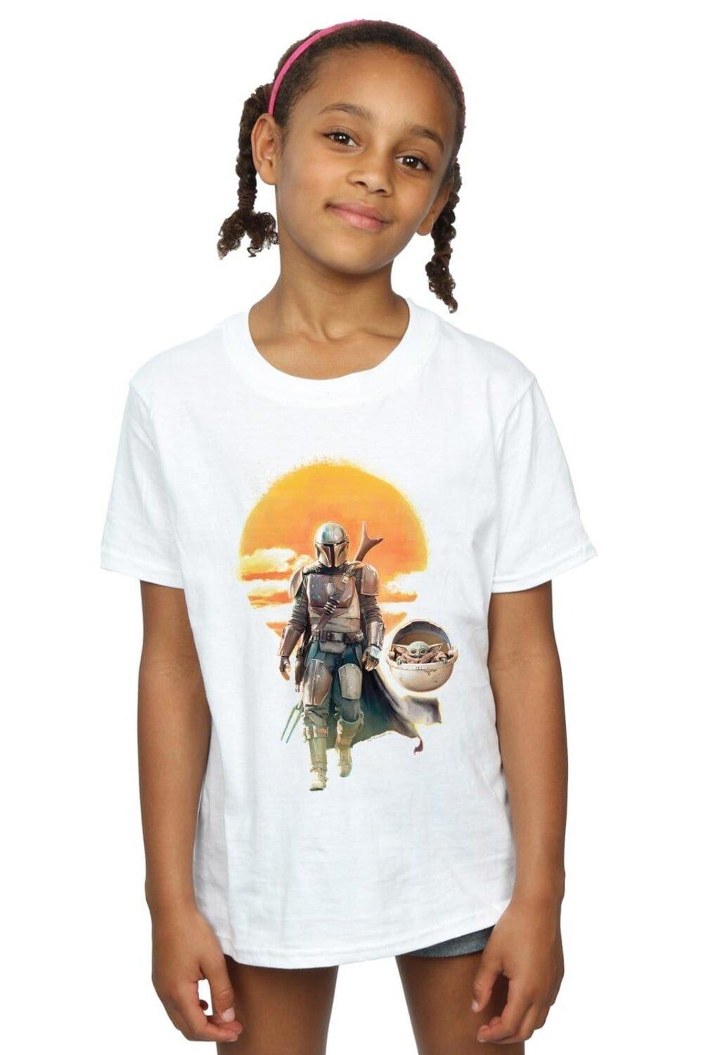 

Хлопковая футболка с плакатом «Мандалорский закат» Star Wars, белый