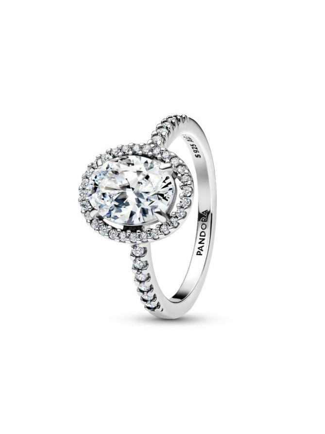 

Кольцо Pandora Oval Sparkling Halo Statement Ring, стерлинговое серебро