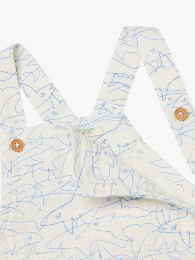Детские хлопковые муслиновые комбинезоны Benetton, Offwhite — фото 3