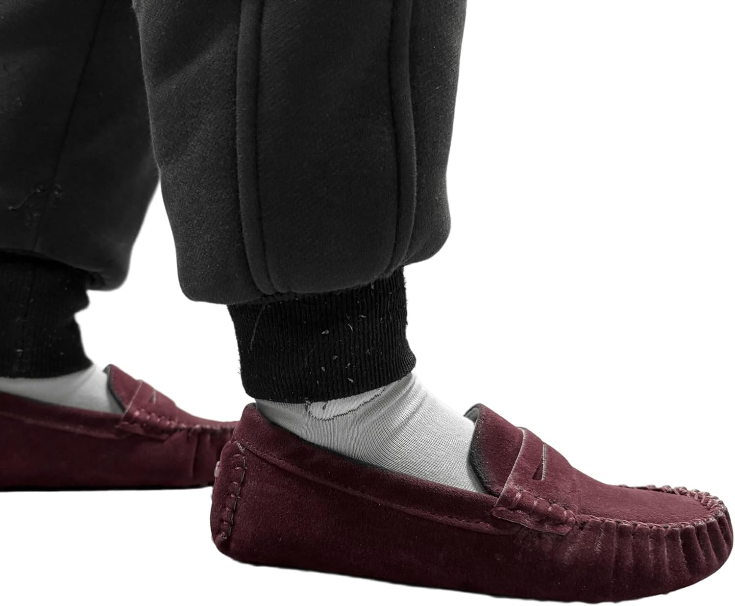 Детские мокасины Battle Men Penny Loafers с квадратным носком, прострочкой, из искусственной замши, красный — фото 4