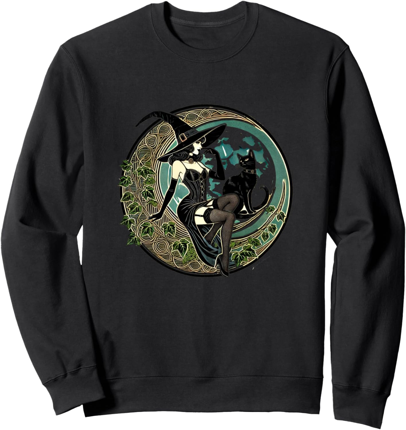 

Иллюстрация ведьмы на Хэллоуин, красивая толстовка с изображением ведьмы в стиле модерн Vintage Halloween Lover Snugg, черный