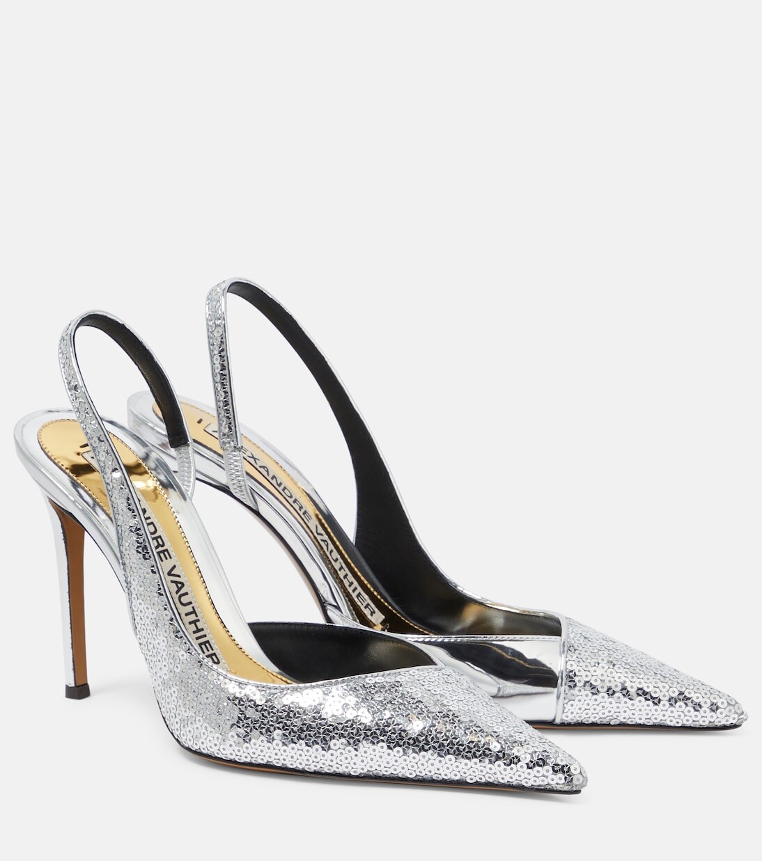 Туфли 105 с пяткой и пайетками Alexandre Vauthier, серебряный