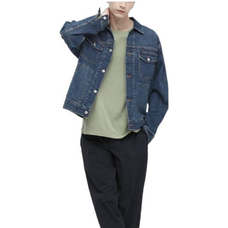 

Джинсовая куртка мужская королевского синего цвета Uniqlo, синий