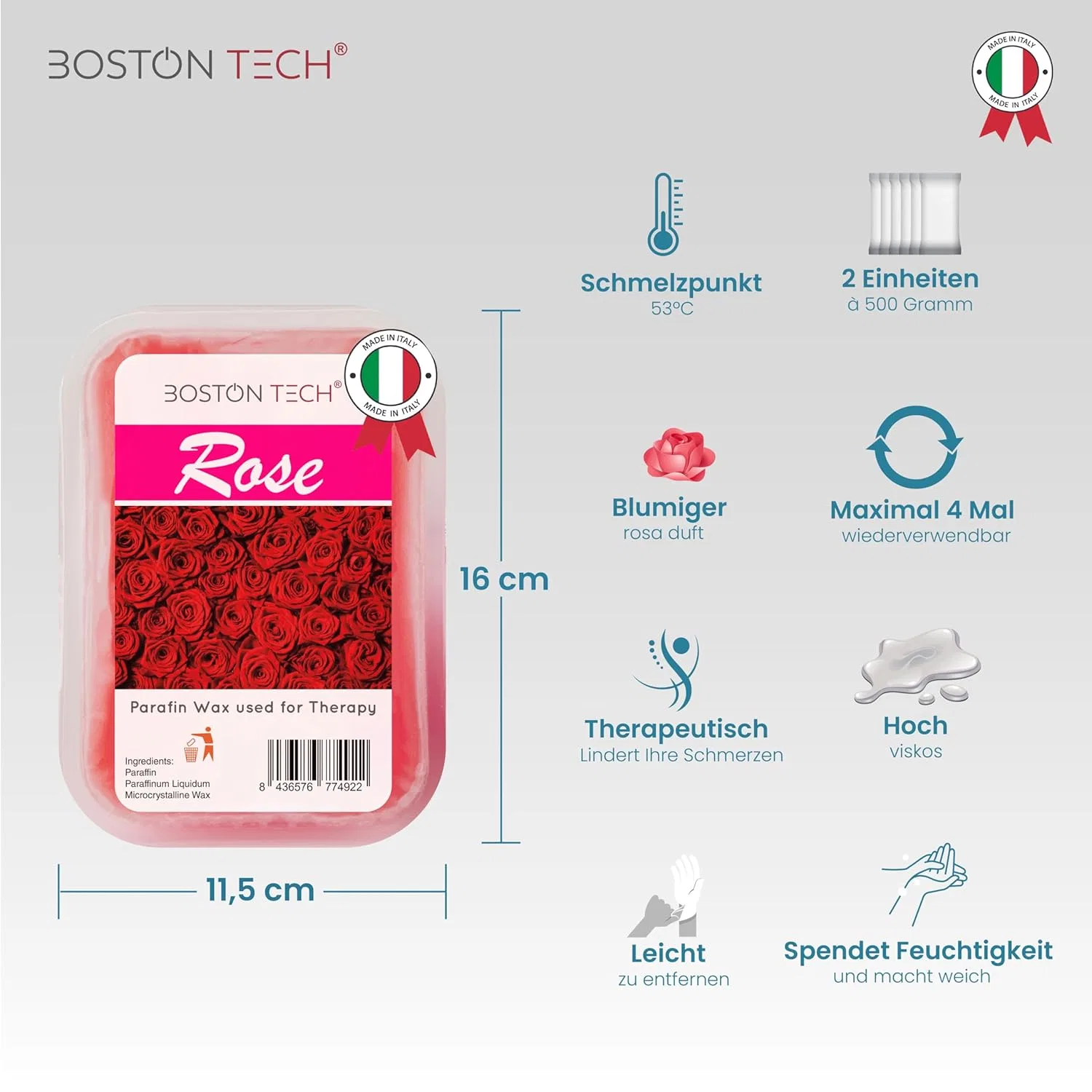 Парафиновый воск для рук и ног «Boston Tech» 2 блока по 450 г ‎Boston Tech, Pink — фото 2
