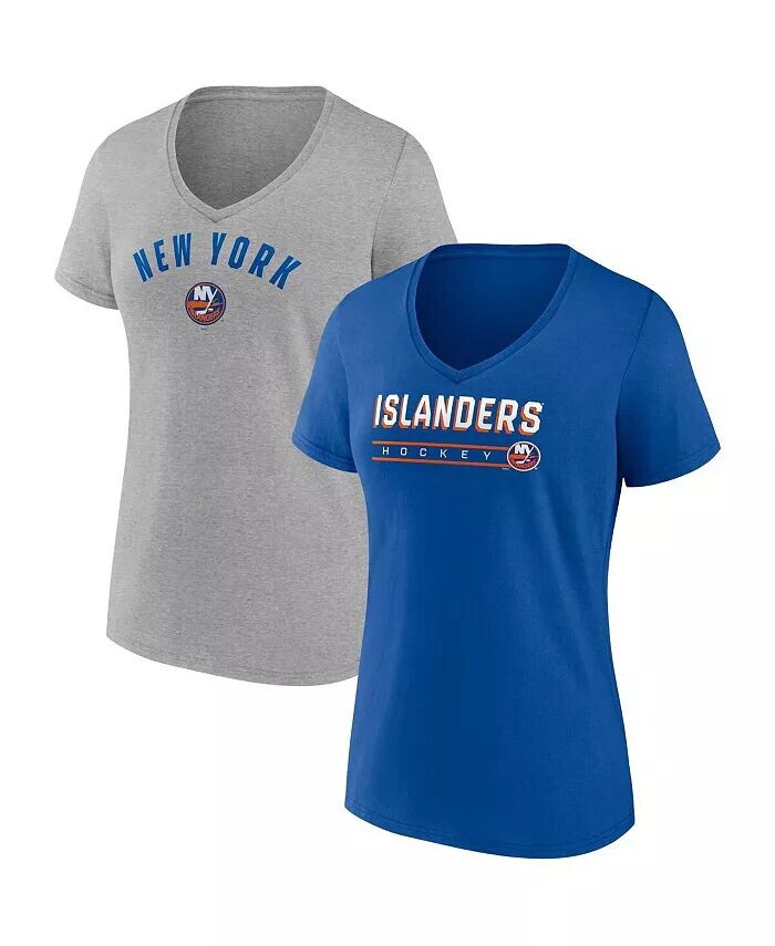 

Женский комплект из двух футболок с v-образным вырезом для родителей New York Islanders королевского серого цвета Fanatics