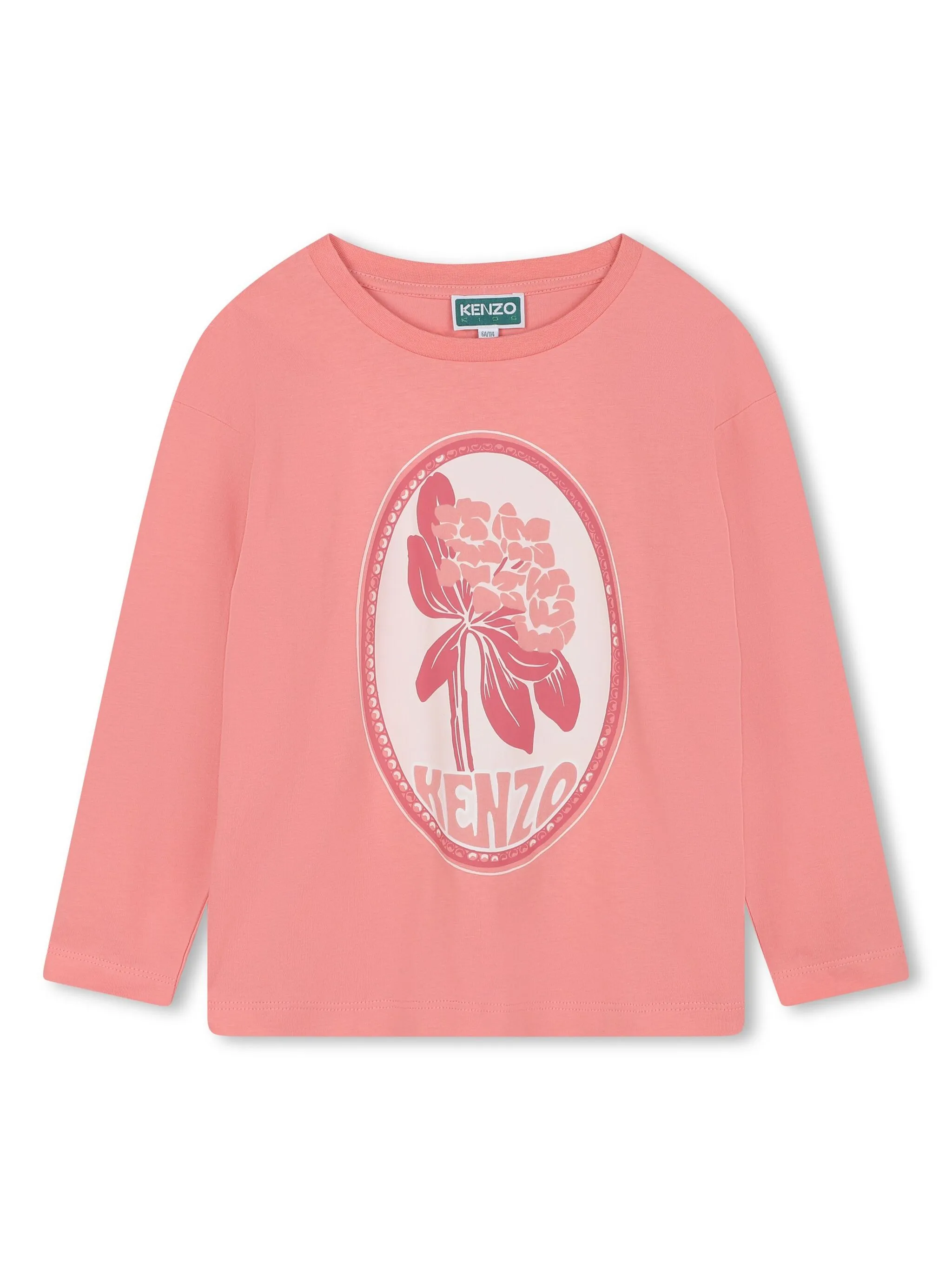 

Футболка из органического хлопка с цветочным принтом Kenzo Kids, розовый