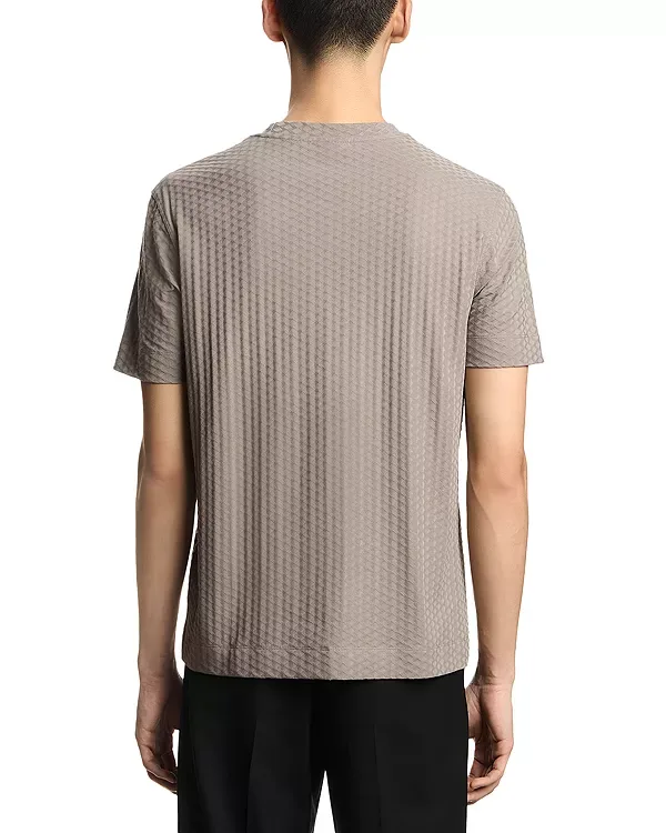 Жаккардовая футболка с круглым вырезом Emporio Armani, Beige — фото 3