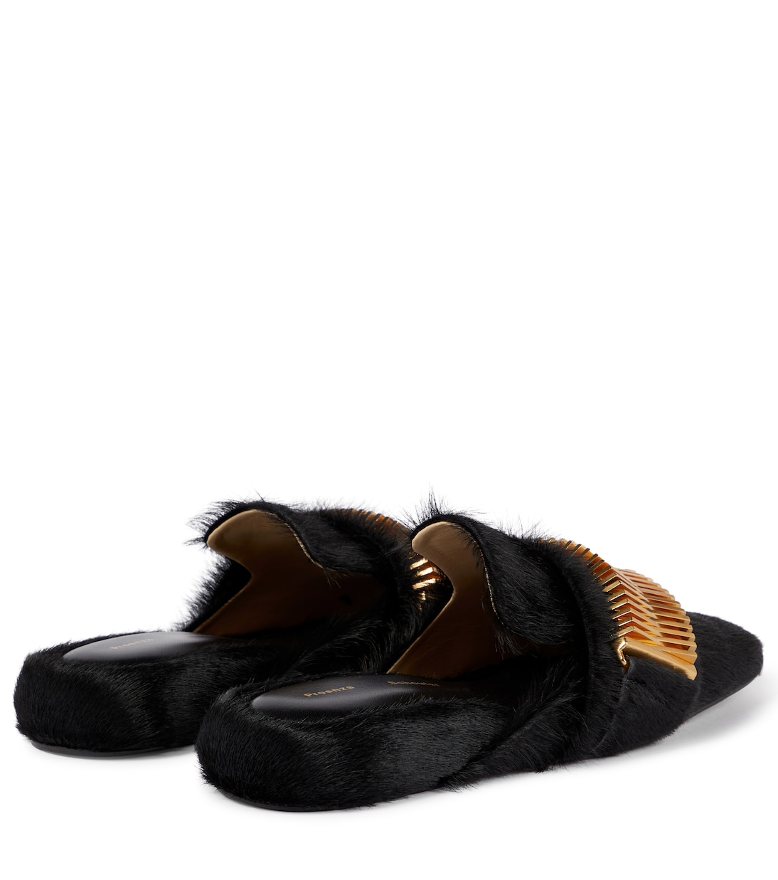 Тапочки Quad Coil из телячьей шерсти Proenza Schouler, черный — фото 3
