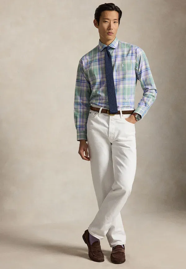 Рубашка оксфордская Polo Ralph Lauren, Custom fit plaid oxford shirt, цвет выцветшая мята/мульти — фото 2
