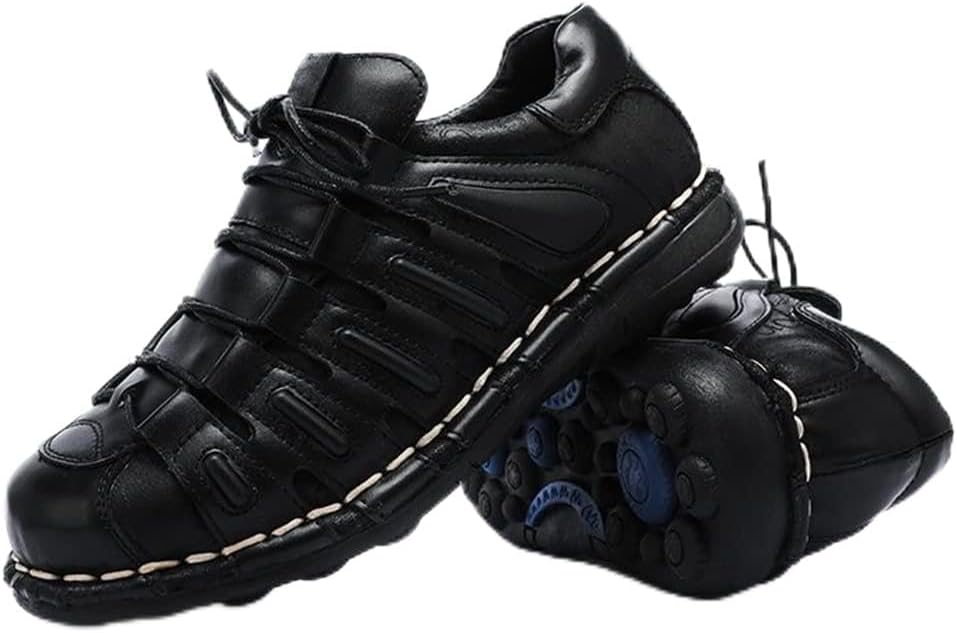 

Ботинки в стиле панк, мужские винтажные кожаные рабочие ботинки на шнуровке до щиколотки, повседневные водонепроницаемые ботильоны с круглым носком Hfuhlk, черный