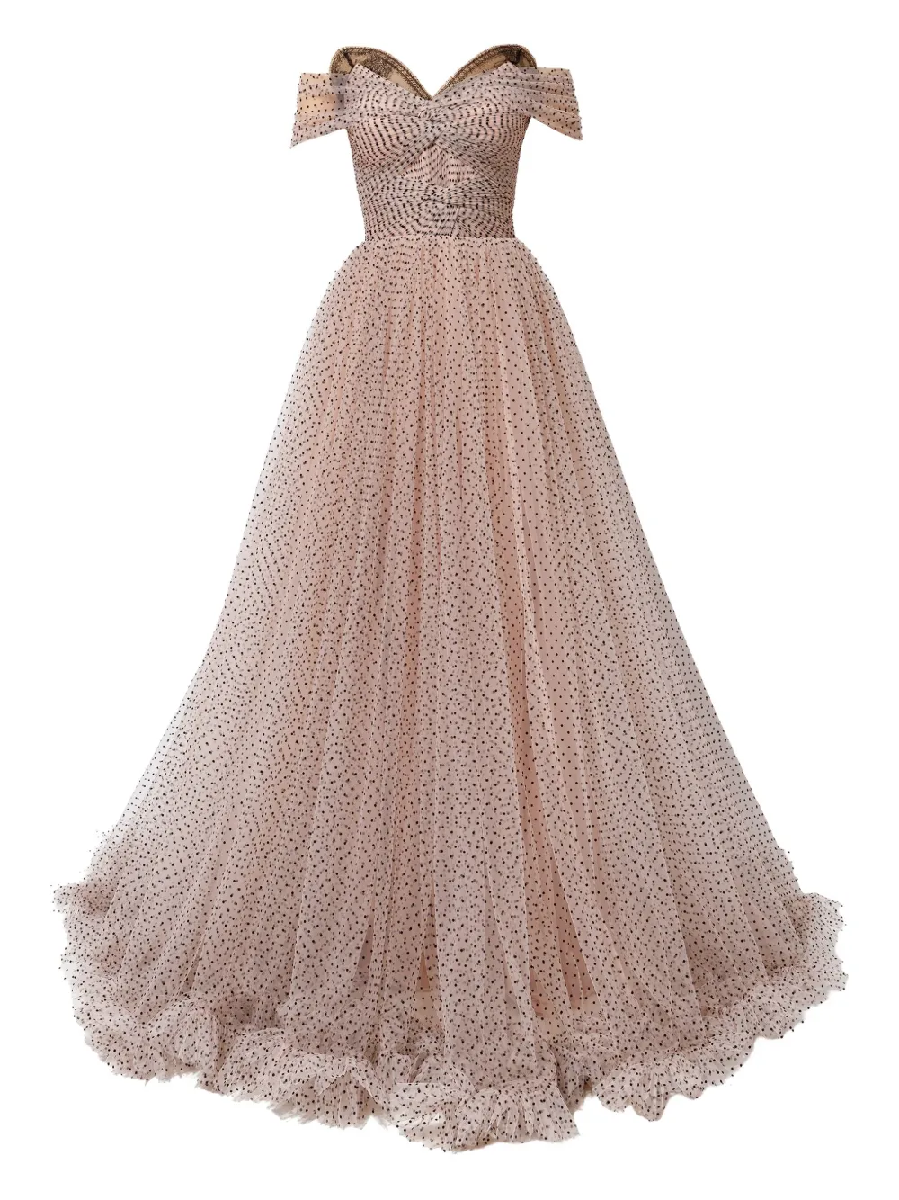 

Платье с открытыми плечами в горошек Iris Serban, розовый