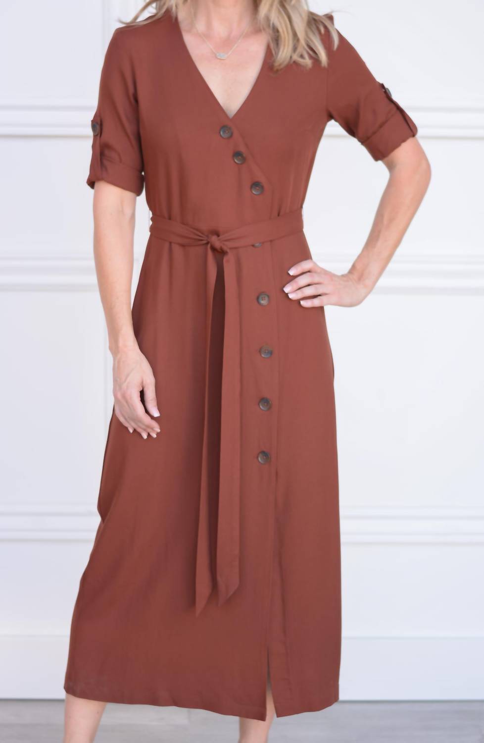 

Платье миди Button Up Your Story цвета вишневого дерева BB Dakota, цвет cherrywood