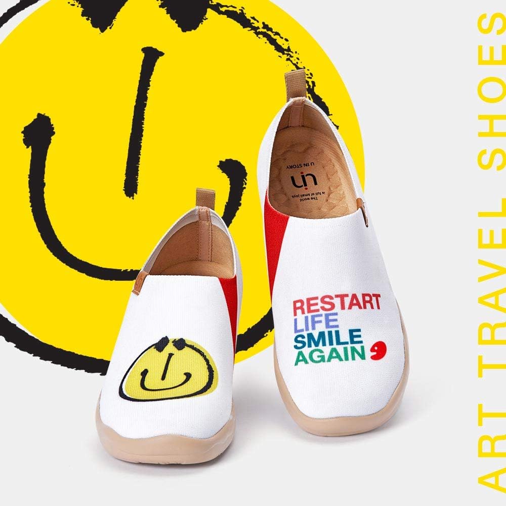 Модные слипоны UIN Smiley с рисунком, милые повседневные стильные обувь с художественной росписью, комфортные мягкие кроссовки, Men-knitted — фото 2
