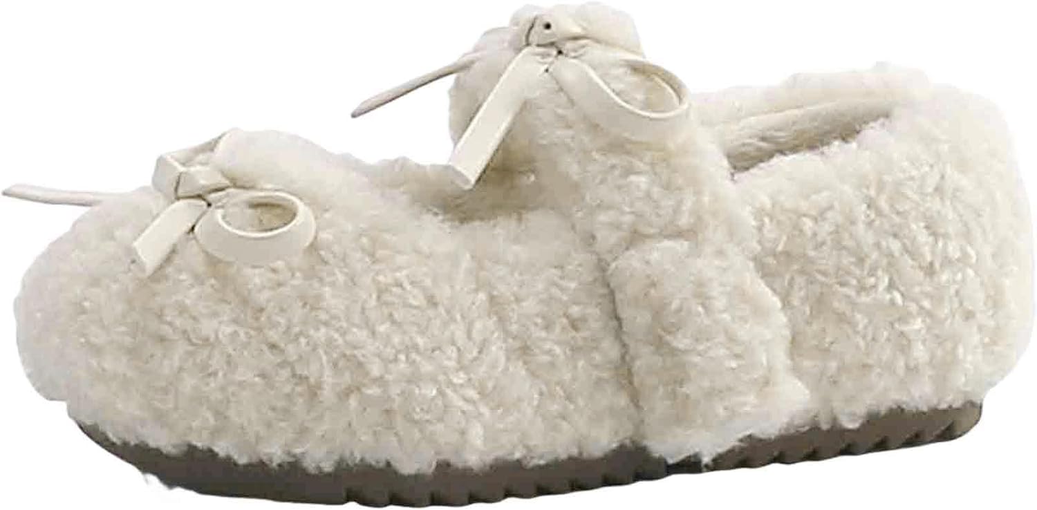 

Детские зимние ботинки IWIHMIV для девочек, мягкая хлопковая подошва, теплые зимние нескользящие балетки, White