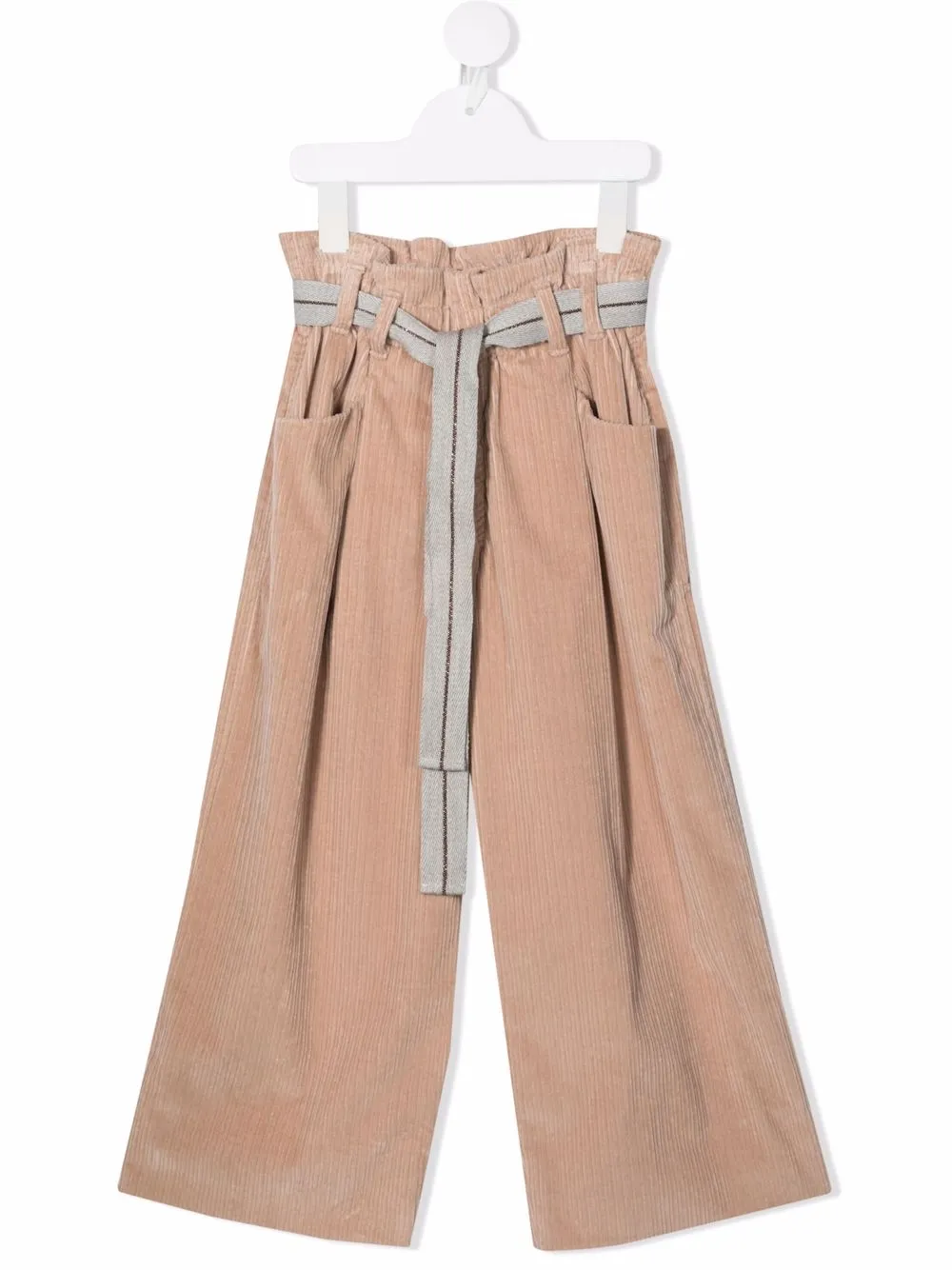 

Вельветовые брюки с присборенной талией Brunello Cucinelli Kids, нейтральный