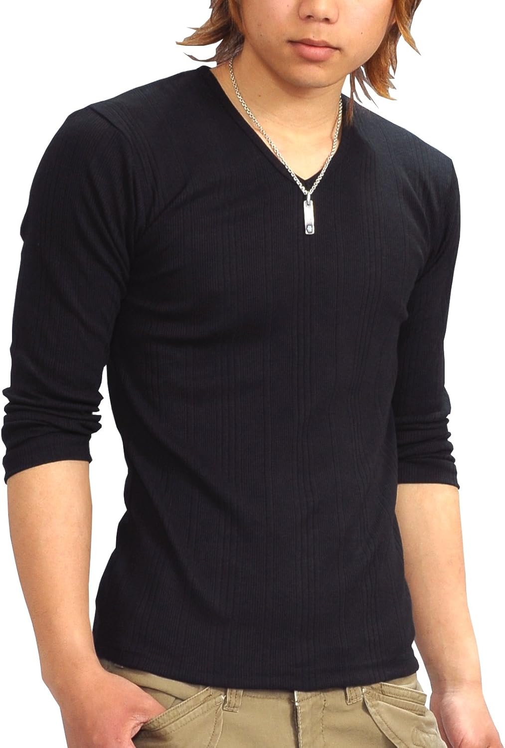 

Мужская однотонная футболка SPADE (Spade) с коротким рукавом 3/4 и V-образным вырезом (q424), черный