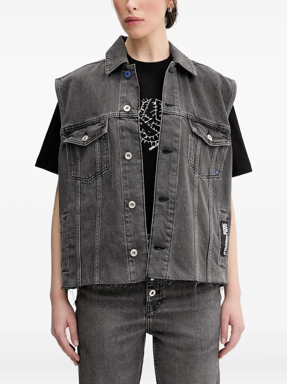 

Потертый джинсовый жилет Karl Lagerfeld Jeans, черный