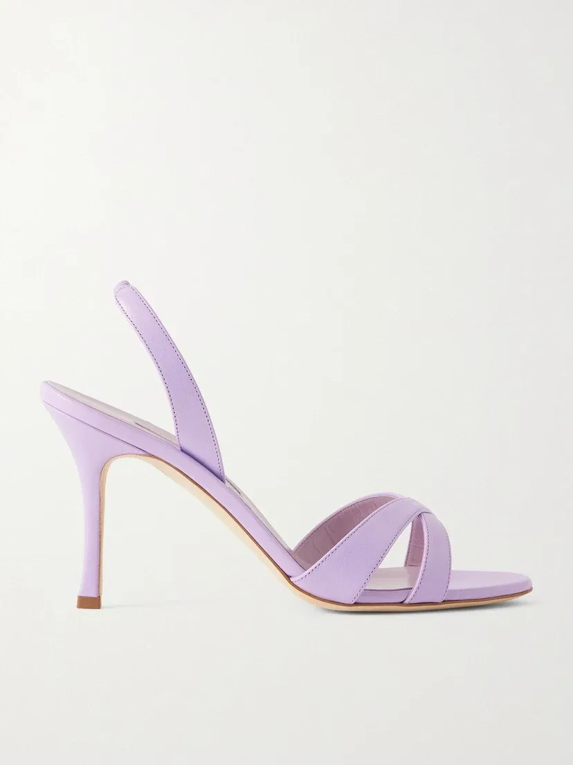 Кожаные босоножки Callasli 90 с ремешком сзади Manolo Blahnik, фиолетовый
