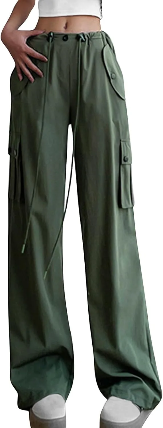 

NaRHbrg женские карго брюки с высокой талией и широкими штанинами