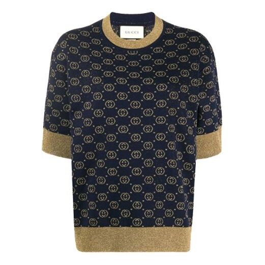 

Футболка gg cotton lam top 'interlocking g -blue gold' Gucci, синий