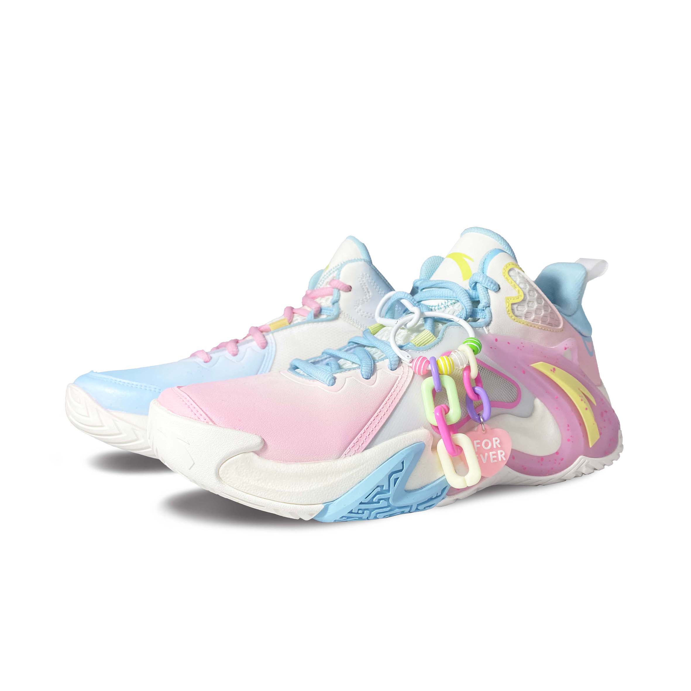 

ANTA Airspace 4 нескользящие, устойчивые к истиранию, дышащие низкие баскетбольные кроссовки мужские pink blue mismatched