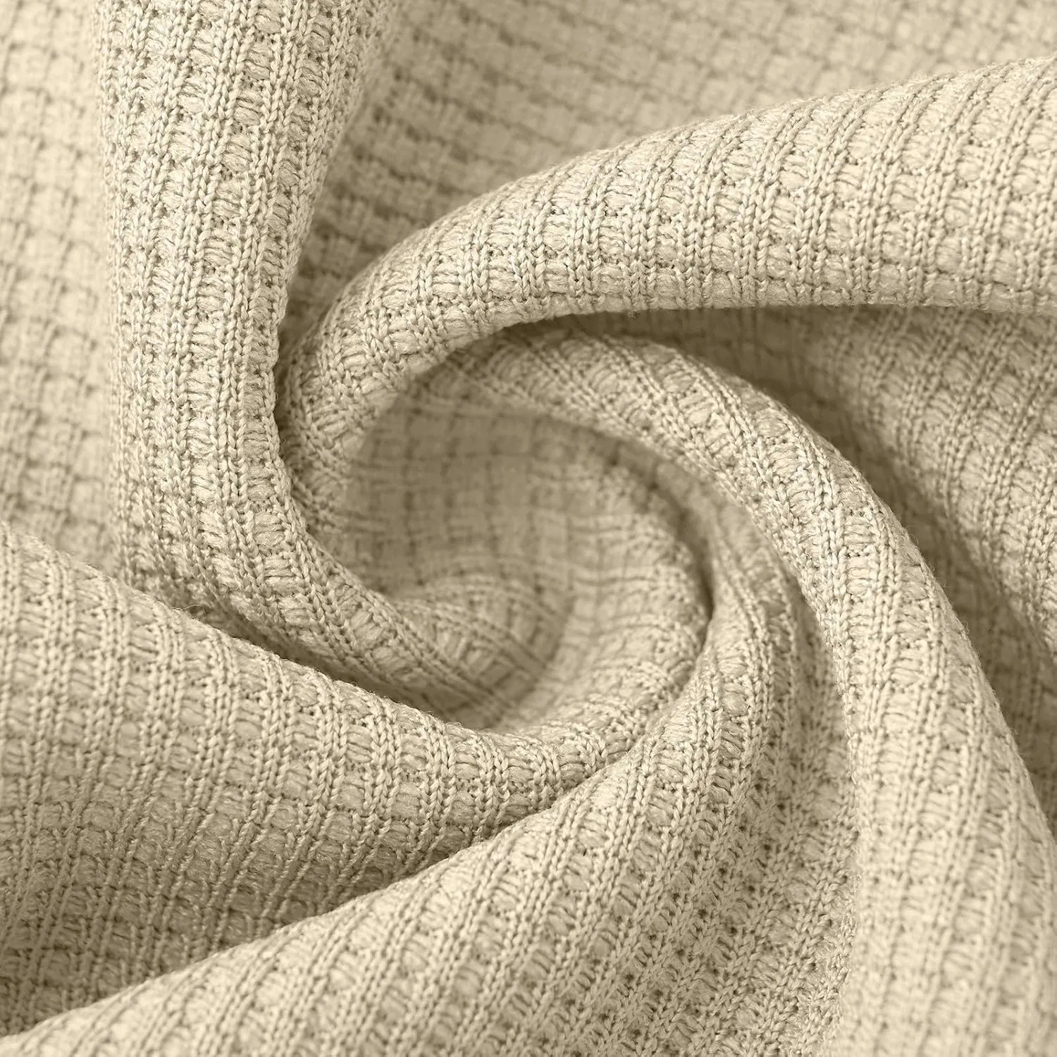 Мужская футболка с длинным рукавом, Waffle Henley, Beige — фото 4