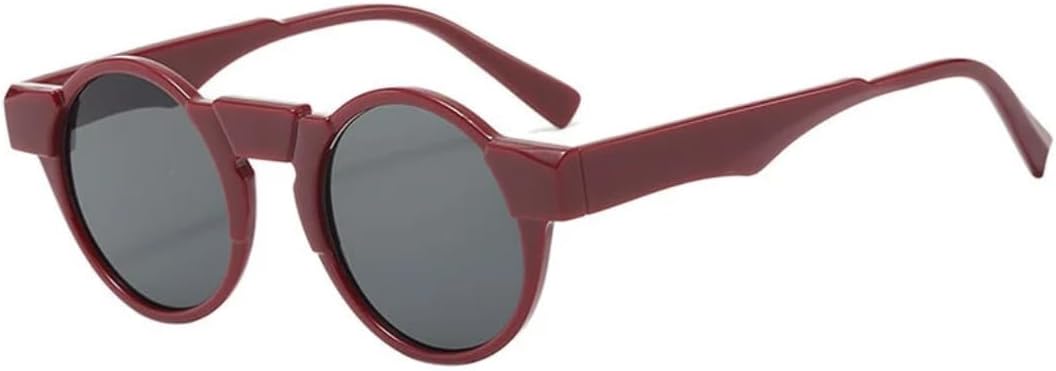 

Солнцезащитные очки с защитой от УФ-излучения UV400 | Круглые панк-очки с желтыми и розовыми линзами | для женщин и мужчин, для занятий спортом на открытом воздухе и вождения DSVIGF, Red-black