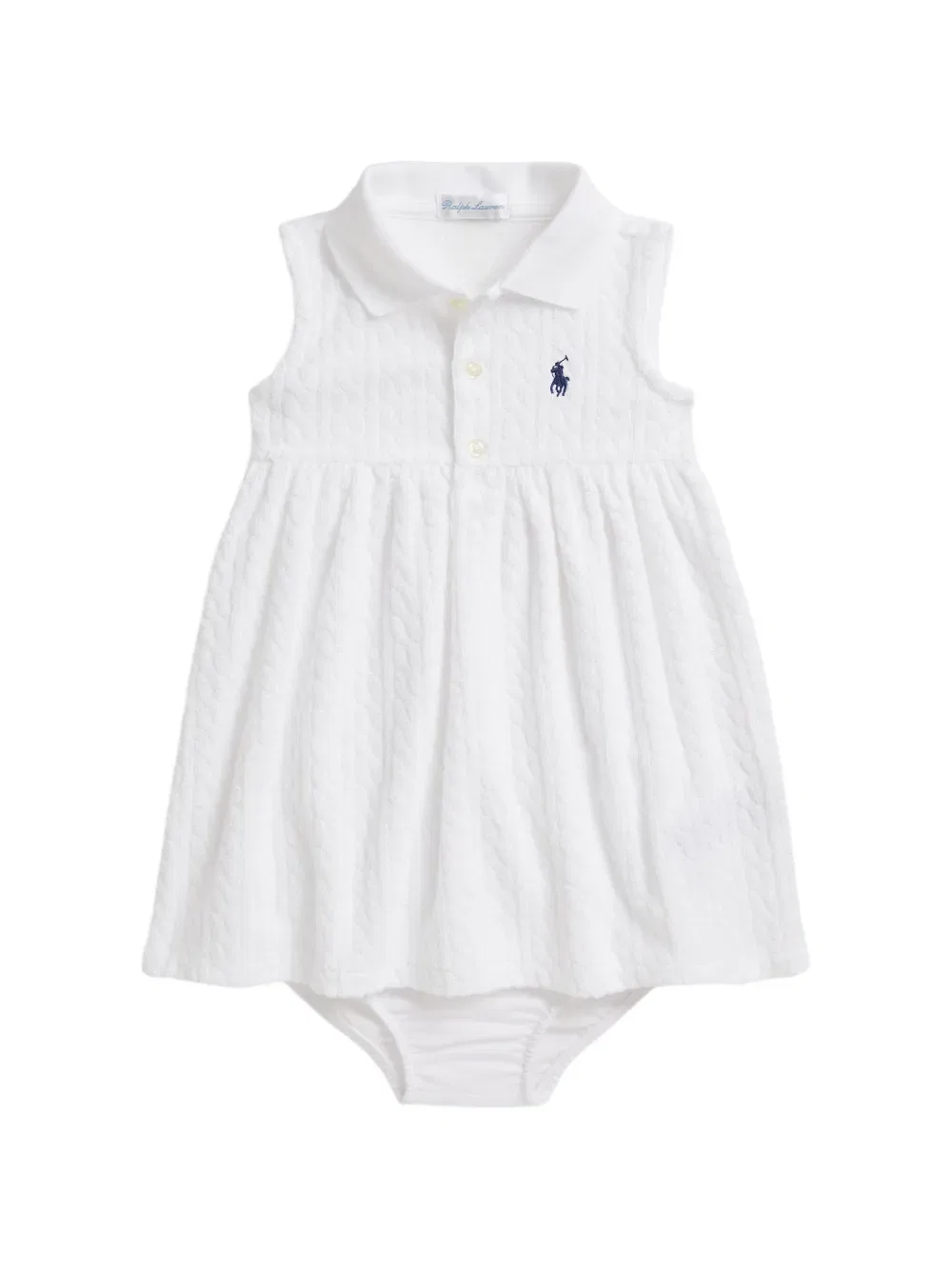 Платье-поло из махровой ткани с косами Polo Ralph Lauren Kids, белый