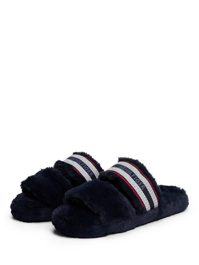 Тапочки с плетеным логотипом из искусственного меха Tommy Hilfiger, Space Blue — фото 2