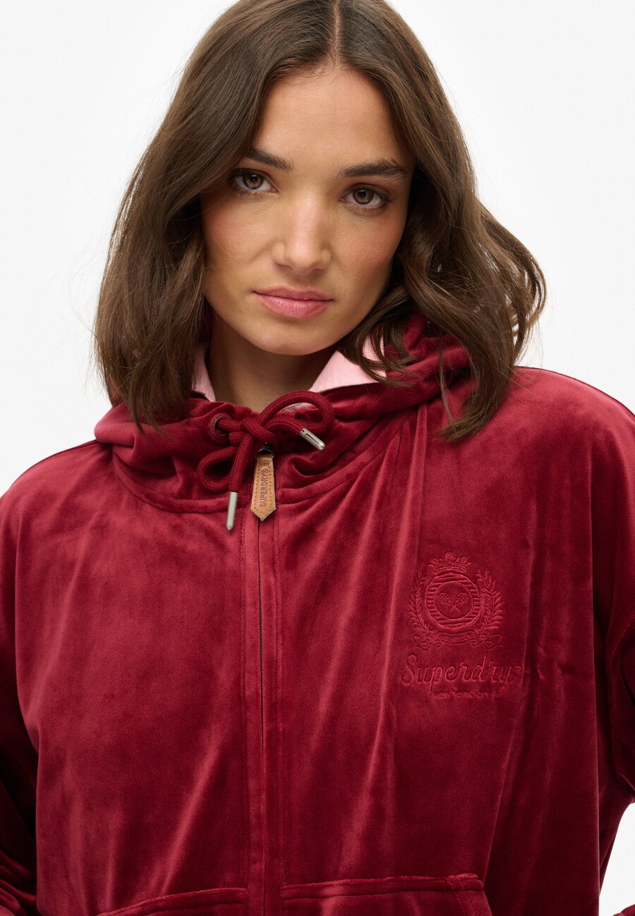 Толстовка с капюшоном на молнии Superdry Country Club, Cherry Red — фото 4