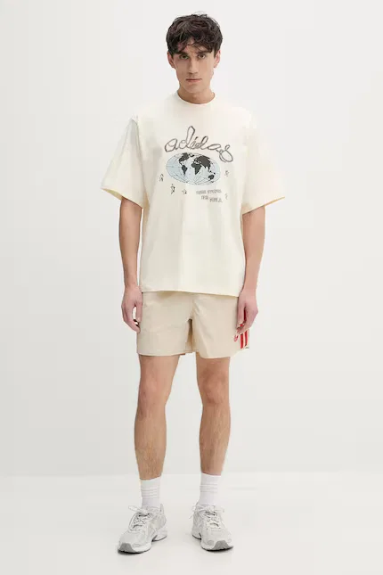 Футболка хлопковая классическая Adidas Originals, бежевый — фото 2