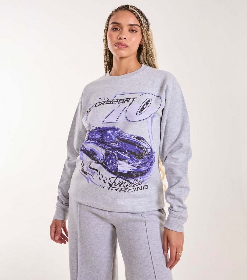 

Розовый толстовка из джерси с ванильно-серым принтом Motorsport Pink Vanilla, серый