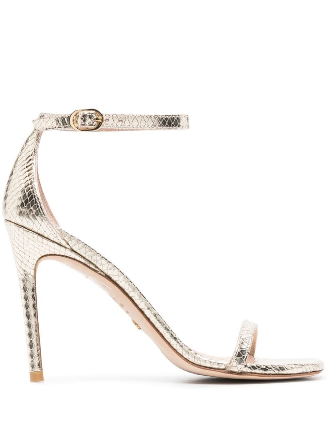 

Босоножки с тиснением под змеиную кожу Stuart Weitzman, золотой