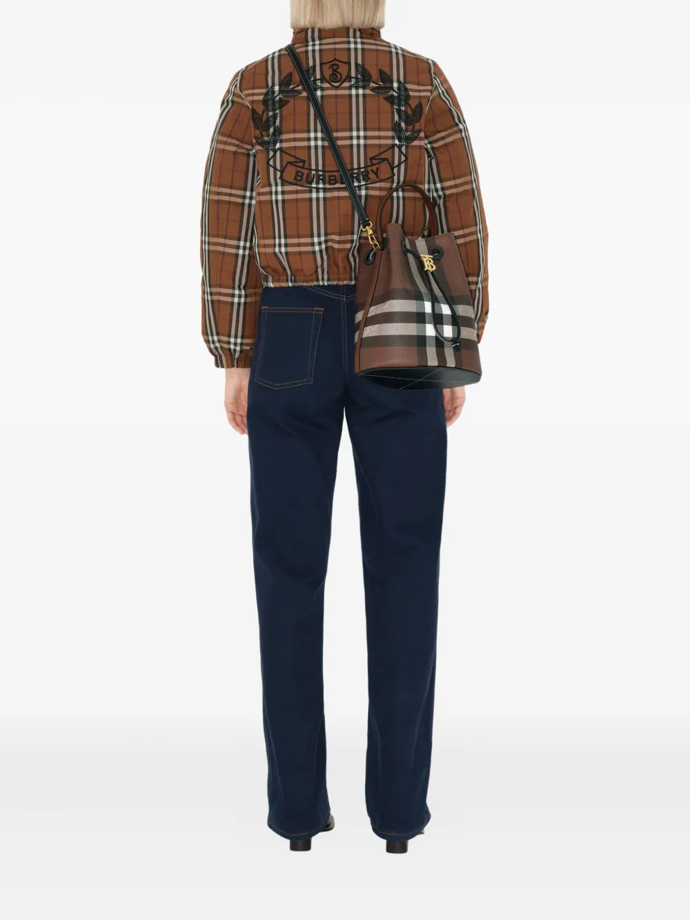 Маленькая сумка-ведро в клетку BURBERRY, коричневый — фото 4