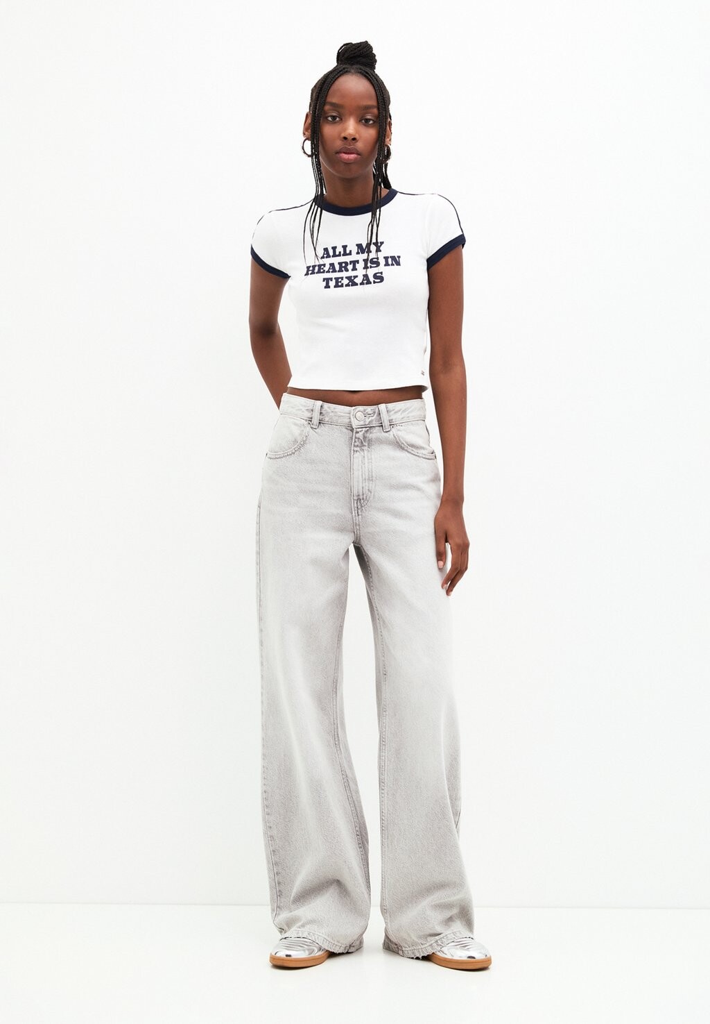 

Футболка с принтом SHORT SLEEVES SLOGAN PULL&BEAR, белый