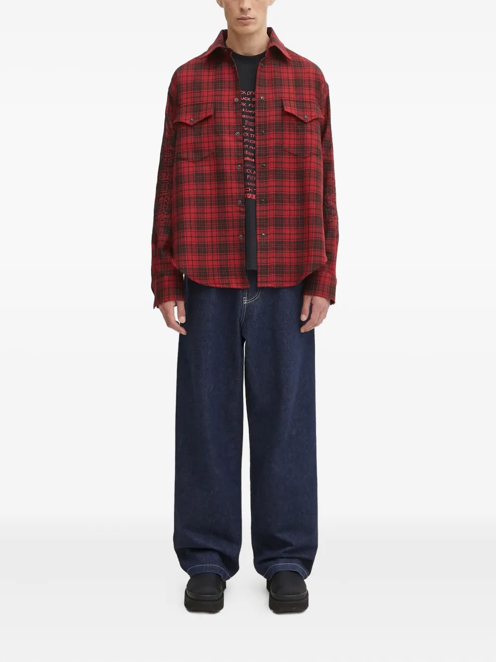Рубашка с длинными рукавами в клетку Vetements, красный — фото 2