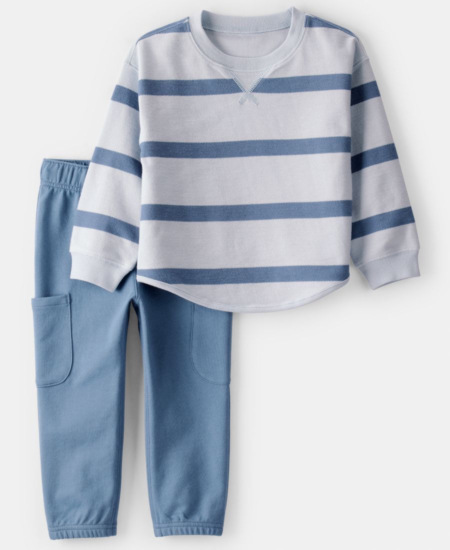 

Детский комплект для мальчиков 2T-5T: полосатая футболка и штаны, 2 предмета Carter's, Blue