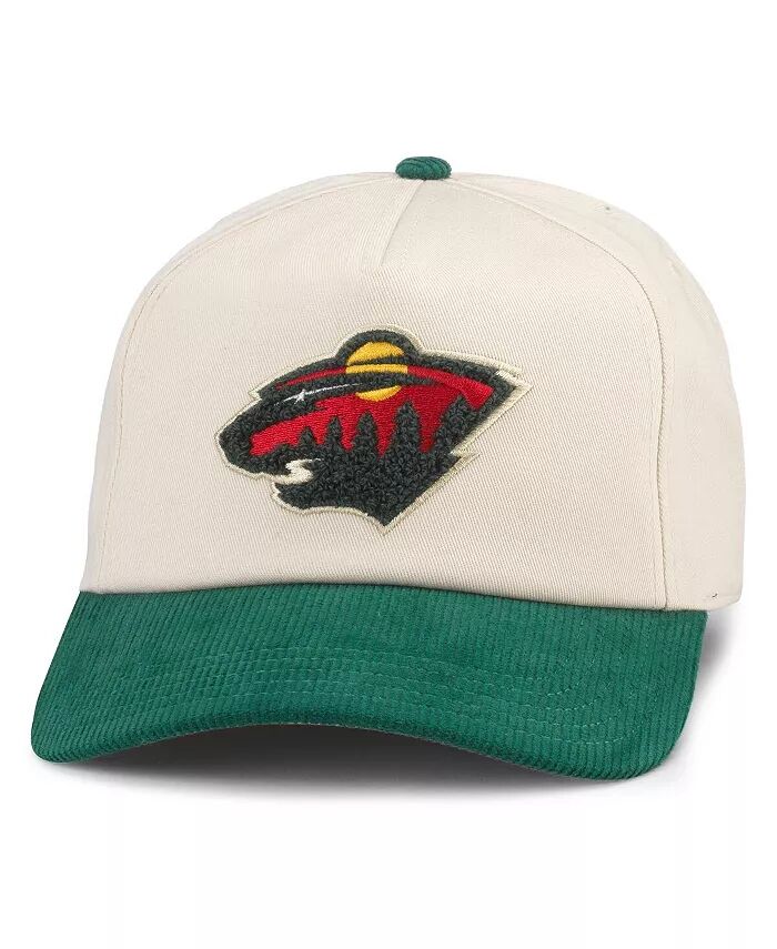 

Мужская кремовая, зеленая регулируемая кепка Minnesota Wild Burnett American Needle