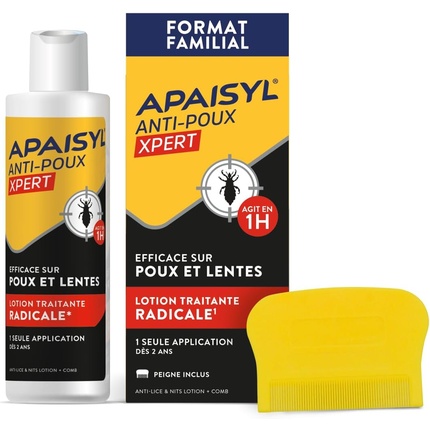 

Лосьон Xpert Anti-Lice убивает 100% вшей и гнид за 1 час Apaisyl
