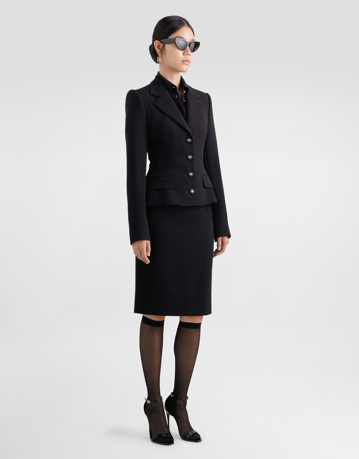 Шерстяная миди-юбка-карандаш с логотипом dg Dolce & Gabbana, черный — фото 2