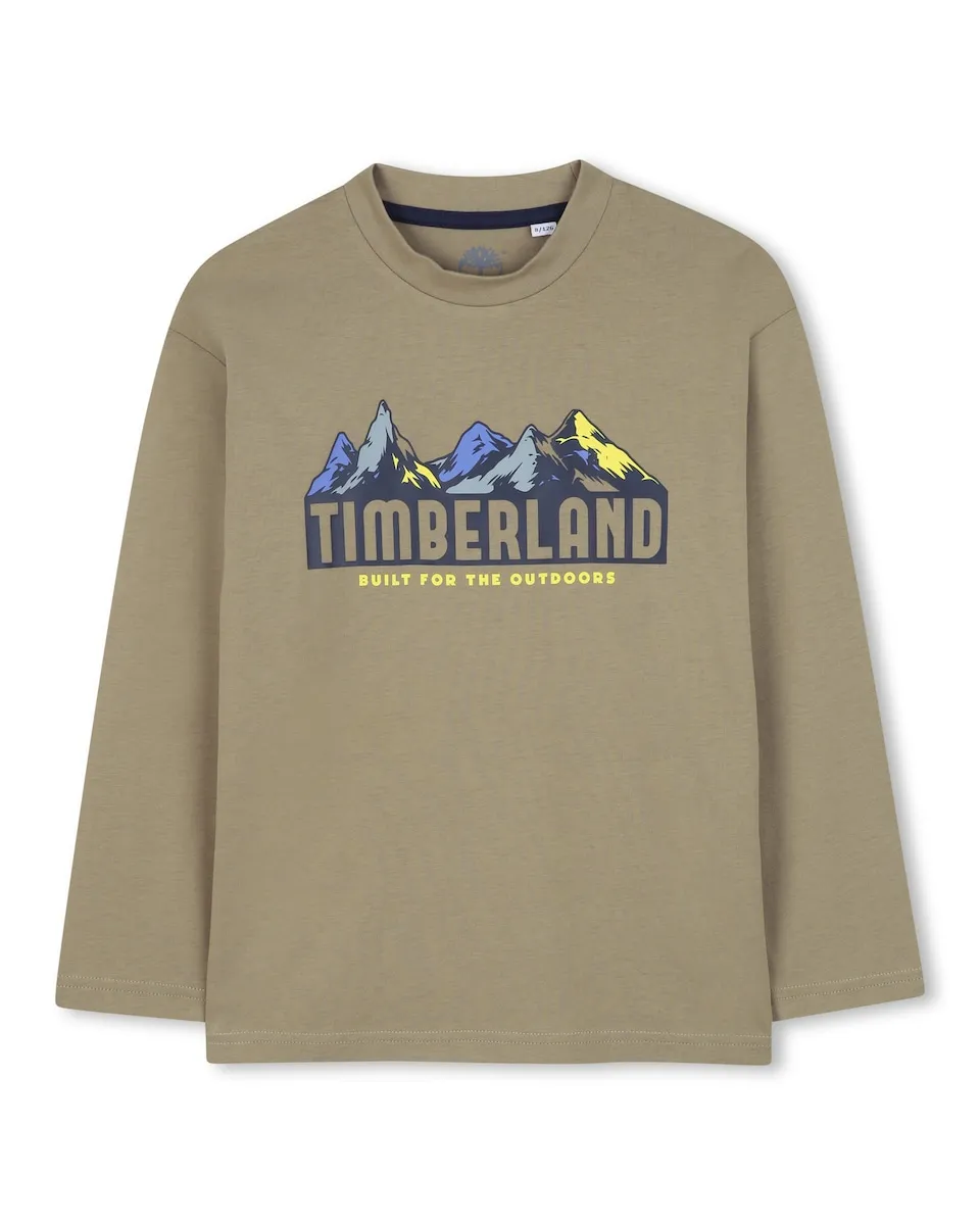 

Детская хлопковая футболка Timberland, военный зеленый