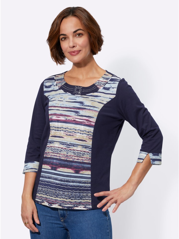 

Рубашка с короткими рукавами в темно-синем цвете с розовым принтом WITT WEIDEN