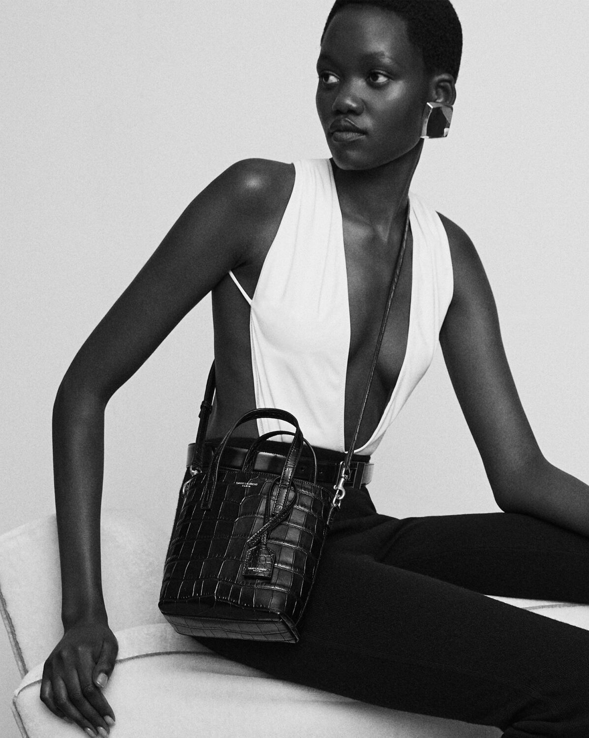 Мини-сумка Toy SHOPPING SAINT LAURENT из бокс-кожи, коричневый — фото 2