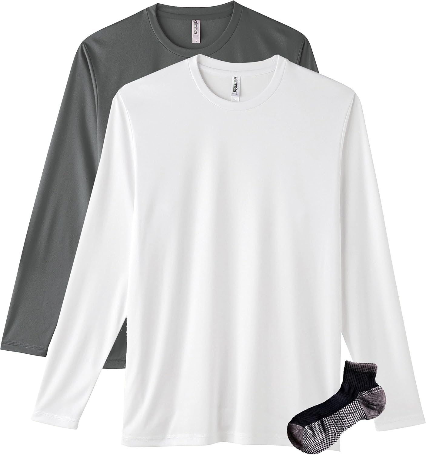 

Футболка с длинным рукавом Glimmer 00352-AIL из трикотажа Interlock Dry плотностью 3,5 унции, белый/темно-серый