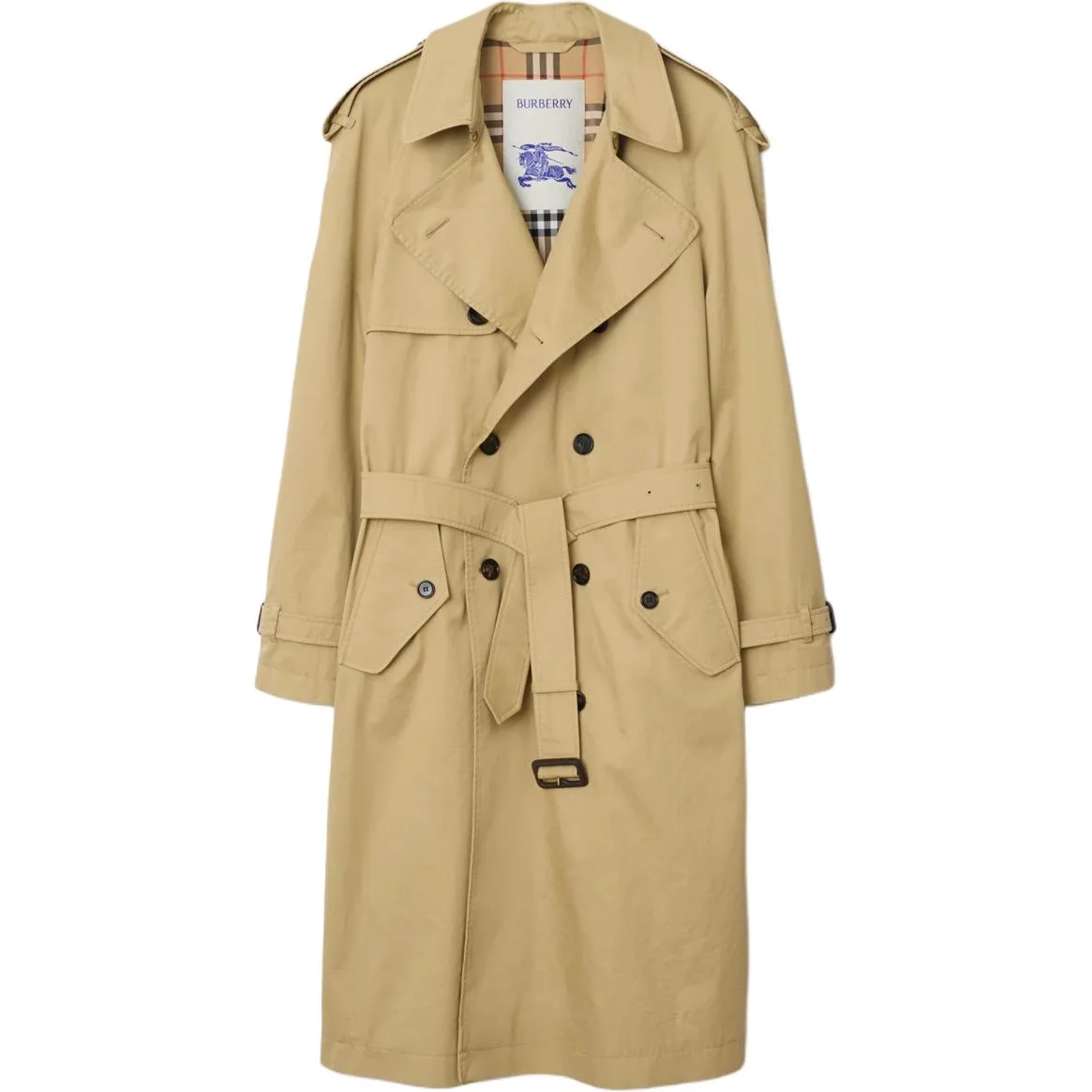 Тренч Burberry двубортный с поясом, коричневый