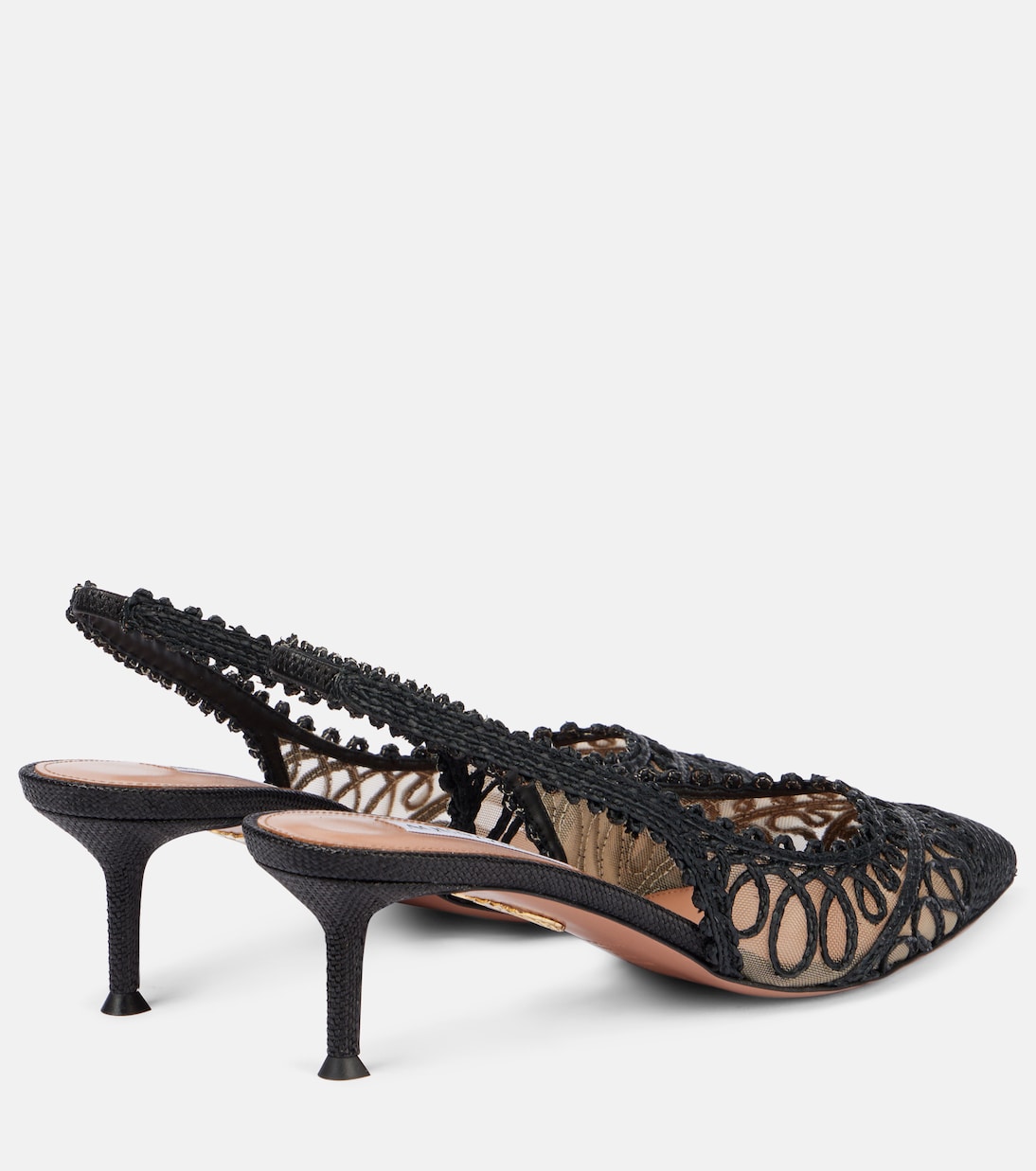 Туфли-лодочки Kahlo 50 с эффектом рафии Aquazzura, черный — фото 2