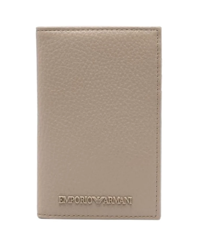 

Высококачественный кожаный кошелек-кардхолдер Emporio Armani, бежевый